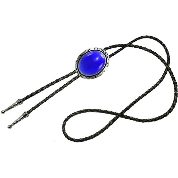Bolo Tie Natural Colors Stone Blue Natural Stone 2 - Picture 2 of 6